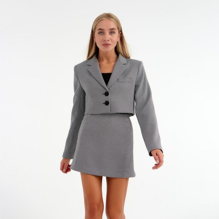 Пиджак женский укороченный MIST р. 46, чёрный/белый Пиджак женский укороченный MIST р. 46, чёрный/белый