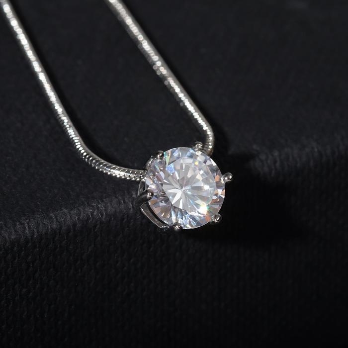 Кулон &laquo;Стразинка&raquo; крупная, цвет белый в серебре, 40 см