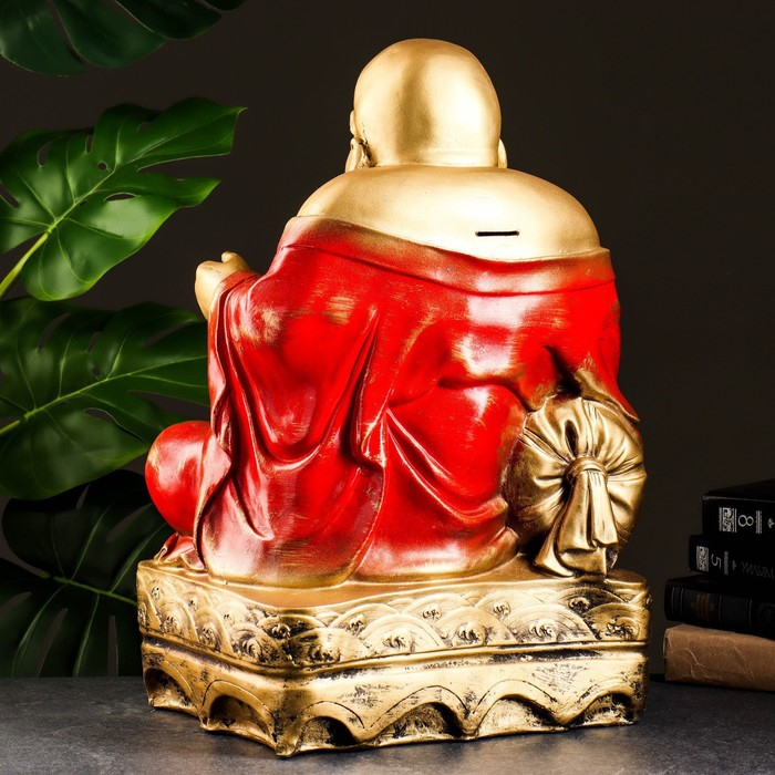 Копилка Копилка "Хотей сидя большой" бронза, красный, 32х25х51см