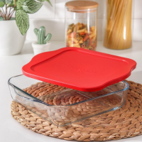 Лоток из жаропрочного стекла с крышкой Borcam, 2 л, 22&times;22 см, квадратный