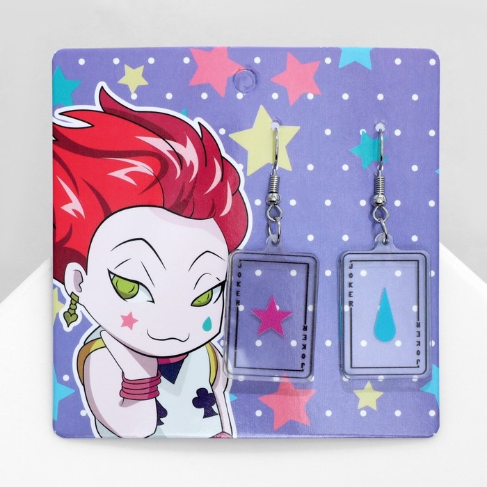 Серьги акрил &laquo;Карты&raquo; капля и звезда, цвет розово-голубой