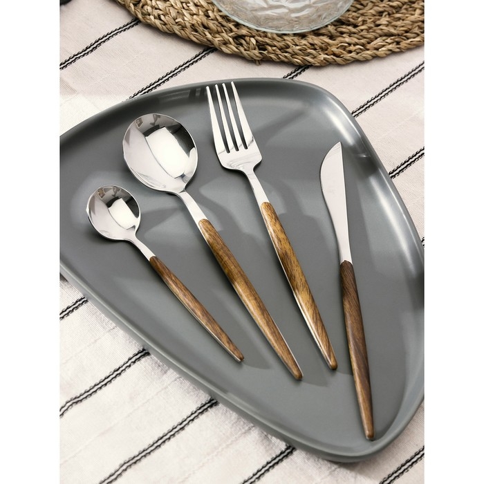 Столовые приборы из нержавеющей стали Magistro &laquo;Древо&raquo;, 4 предмета, цвет металла серебряный