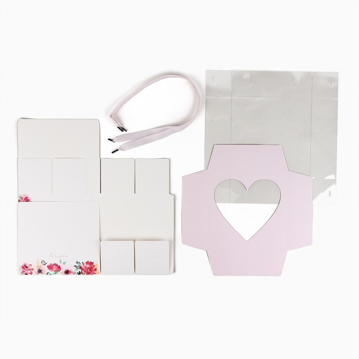 Коробка для цветов с формовым вкладышем и PVC крышкой &laquo;Цветы для тебя&raquo;, 23.5 х 23.5 х 15 с