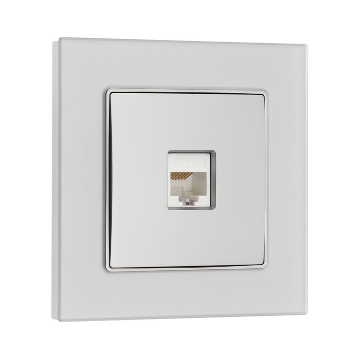 Розетка компьютерная одноместная TOT Matte Glass, скрытая, стекло, серебристая Розетка компьютерная одноместная TOT Matte Glass, скрытая, стекло, серебристая