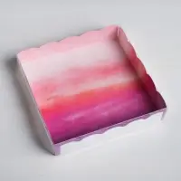 Коробка для печенья, кондитерская упаковка с пластиковой крышкой, With love, 15 х 15 х 3 см