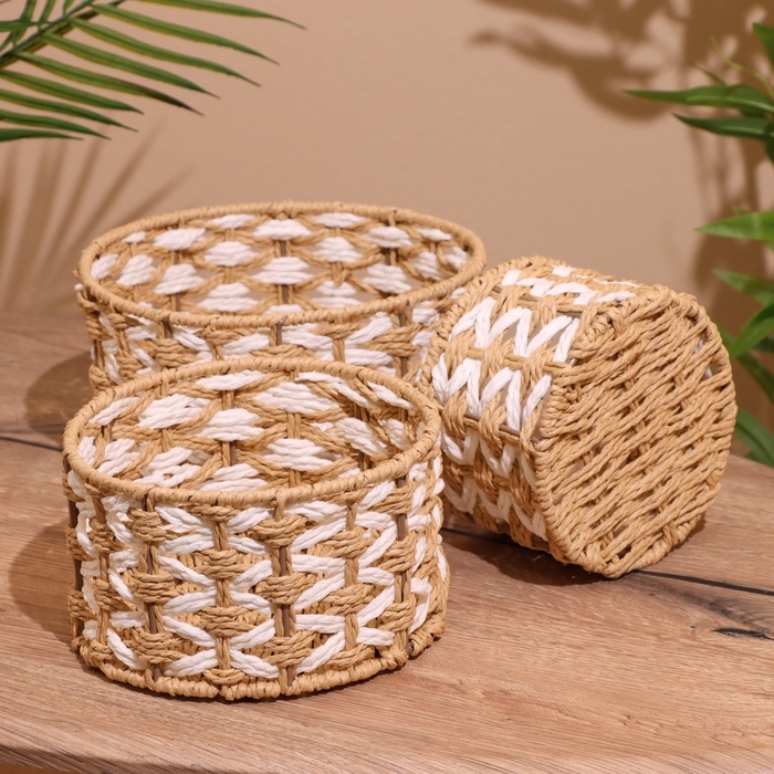Набор плетёных корзин, 3 шт, 23х19х15 см Набор плетёных корзин, 3 шт, 23х19х15 см