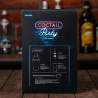 Набор для приготовления коктейлей &laquo;Главный по коктейлям&raquo;, гейзер, джиггер, шейкер 600 мл, ложка