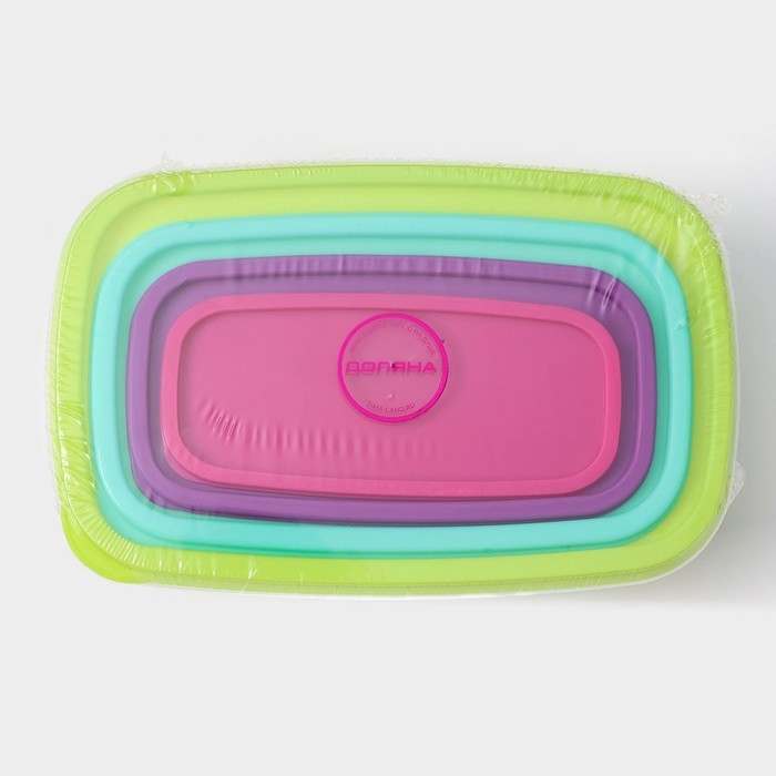 Набор контейнеров для хранения Доляна &laquo;Радуга&raquo;, 4 шт: 19&times;12, 16&times;9, 14&times;7, 12,5&times;5,5 см, цвет МИКС