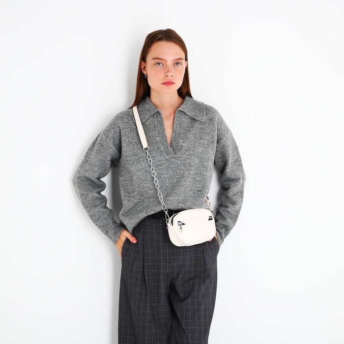 Сумка кросс-боди на молнии, цвет бежевый