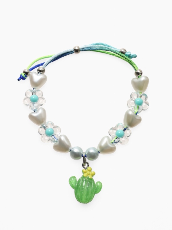 Браслет детский Браслет детский "Выбражулька" на затяжке, кактус с бусинами цветы, цветной