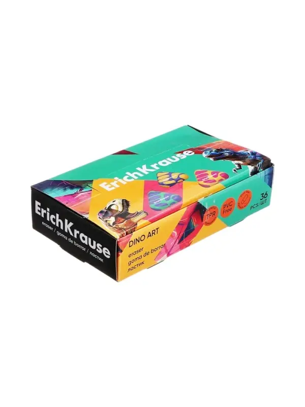 Ластик ErichKrause Dino Art, 28&times;26&times;10 мм, МИКС