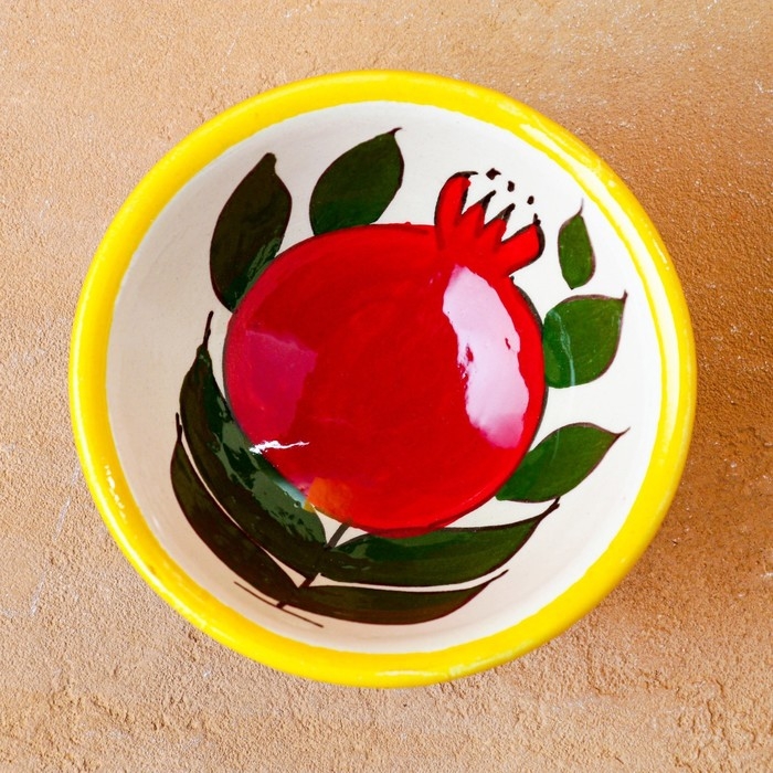 Пиала чайная Риштанская керамика "Гранат" большая, жёлтая, 11 см