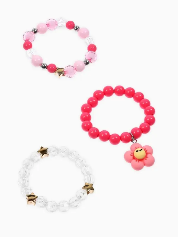 Набор браслетов детский Выбражулька &laquo;Цветок&raquo; 3 шт. d=6 см. бело-розовый