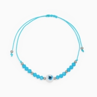 Браслет-оберег &laquo;Глазик&raquo; на нити, голубой в серебре