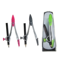 Циркуль металлический 115 мм, с чернографитным карандашом в пластиковом пенале, МИКС