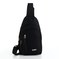 Сумка-слинг из текстиля, 3 наружных кармана, цвет чёрный Сумка-слинг из текстиля, 3 наружных кармана, цвет чёрный