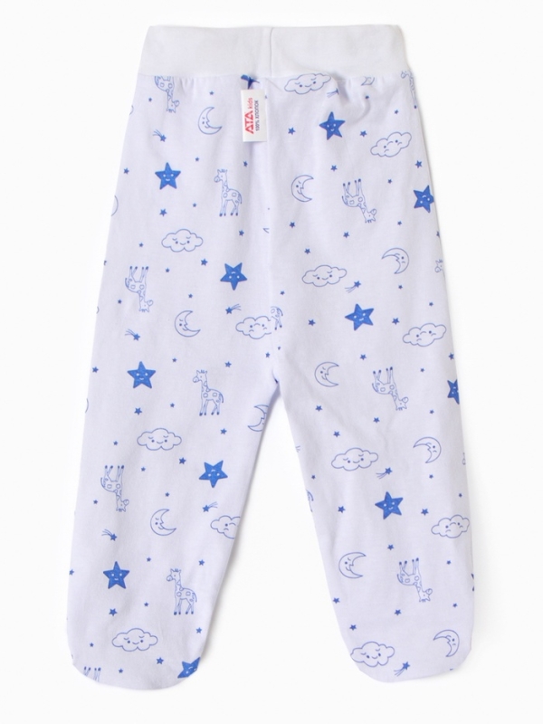 Ползунки детские "Жирафы", цвет белый/синий, рост 80