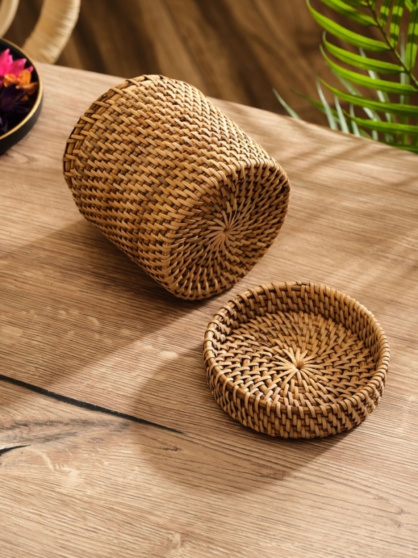 Корзинка плетеная ротанг, 12х12х10 см Корзинка плетеная ротанг, 12х12х10 см