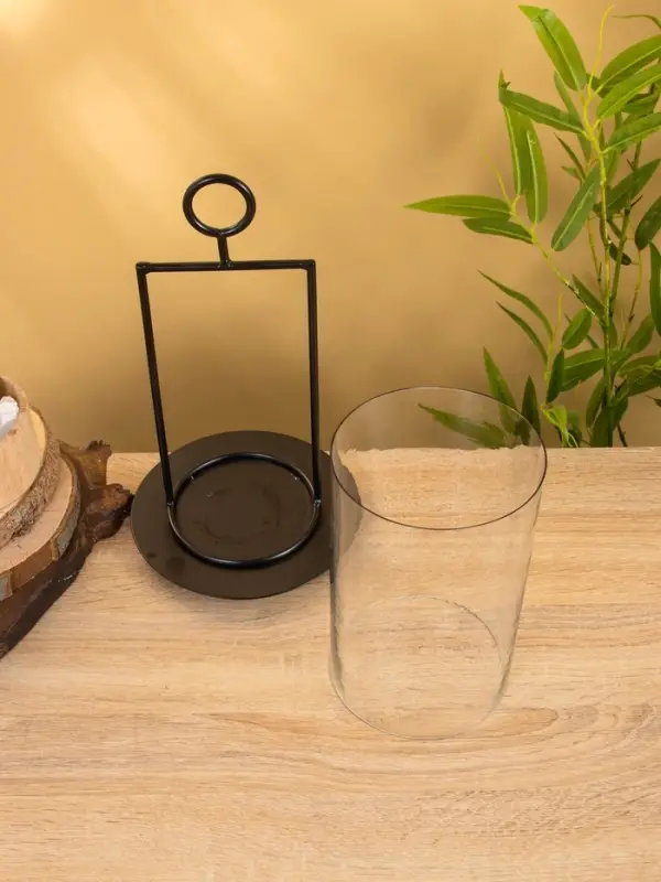 Подсвечник со стеклом "Гейт" алюминий 18х18х29 см