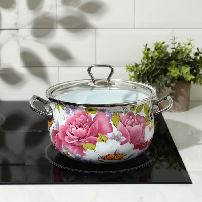 Кастрюля эмалированная &laquo;Пион&raquo;, 3.1 л, индукция