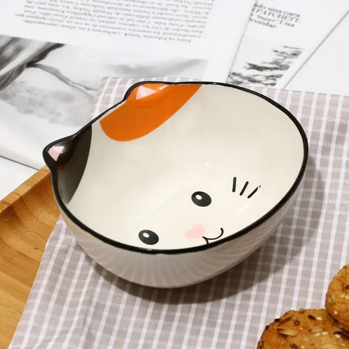 Тарелка суповая керамическая &laquo;Котик&raquo;, 13&times;11&times;5.5 см, 300 мл