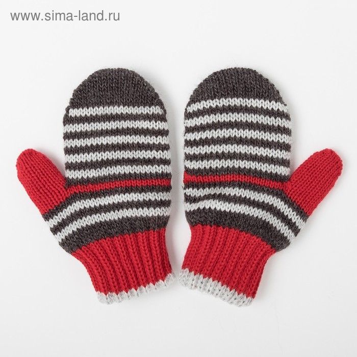 Варежки детские двойные, цвет красный, размер 12