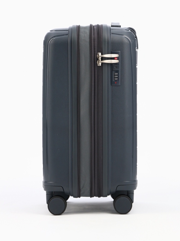 Чемодан 20", PP, 38*22*56, отд на молнии, код замок, 4 колеса, серый