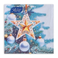 Новогодние салфетки бумажные новогодние GrandPero Deluxe &laquo;Кремлевская звезда&raquo;, 3 слоя, 33х33 см, 20 шт