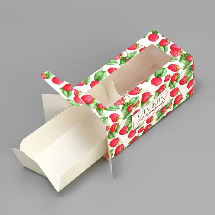 Коробка для макарун, кондитерская упаковка &laquo;Сладких моментов малина&raquo;, 12 х 5.5 х 5.5 см