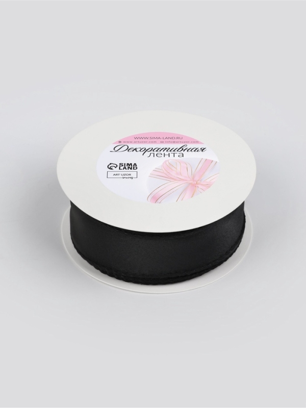 Лента капроновая &laquo;Волна&raquo;, с блеском, 40 мм, 10 &plusmn; 1 м, цвет чёрный №42