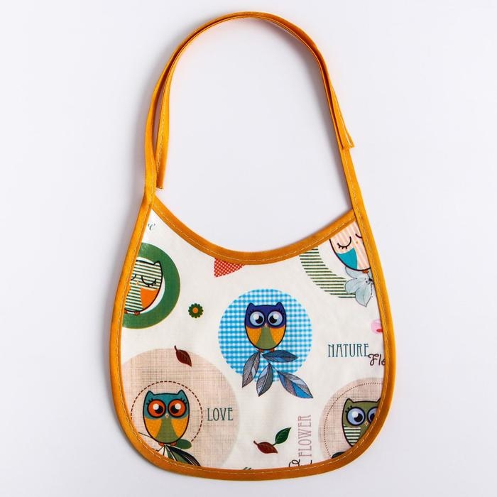 Нагрудник для кормления/слюнявчик непромокаемый из нетканого полотка с ПВХ покрытием, «Совы», цвет МИКС Нагрудник для кормления/слюнявчик непромокаемый из нетканого полотка с ПВХ покрытием, «Совы», цвет МИКС