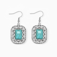 Серьги &laquo;Бирюзовый мир&raquo; прямоугольник, цвет голубой в чернённом серебре