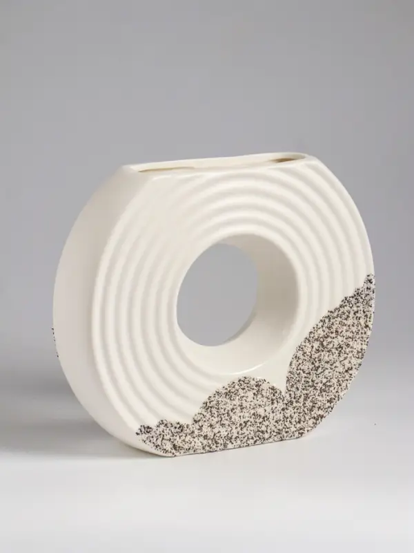 Ваза настольная керамика "Паскуаль" 16х19 см, бело-серый