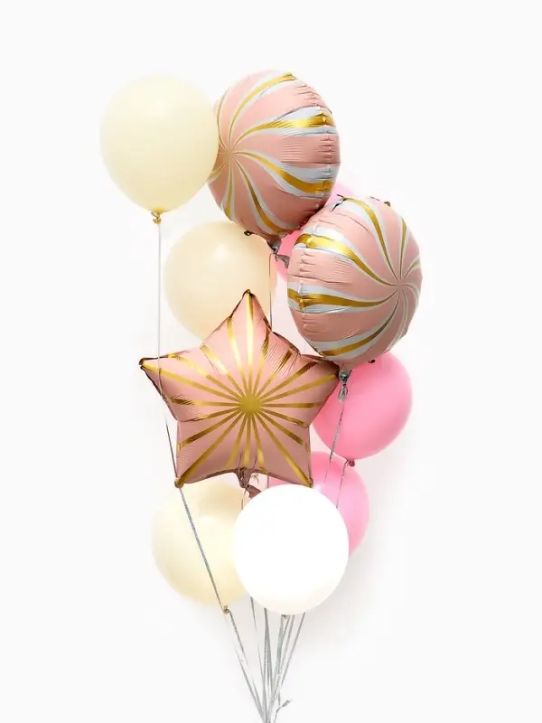 Воздушные шары "Розовые грани" фольга, латекс, набор 12 штук