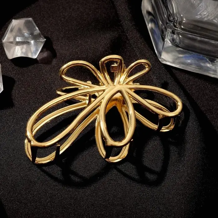 Крабик для волос &laquo;Валери&raquo;, лепестки, 7 см, золото