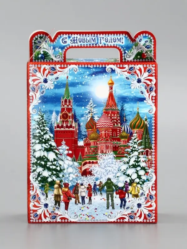 Подарочная коробка новогодняя &laquo;Кремль&raquo;. для сладких подарков, 14&times;6&times;21 см