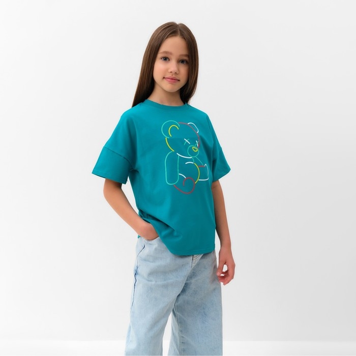 Футболка детская MINAKU "Gummy bear", цвет аквамарин, рост 104 см