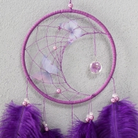 Ловец снов "Бабочки и страусиные перья" фиолетовый d=15 см 50х15 см Ловец снов "Бабочки и страусиные перья" фиолетовый d=15 см 50х15 см