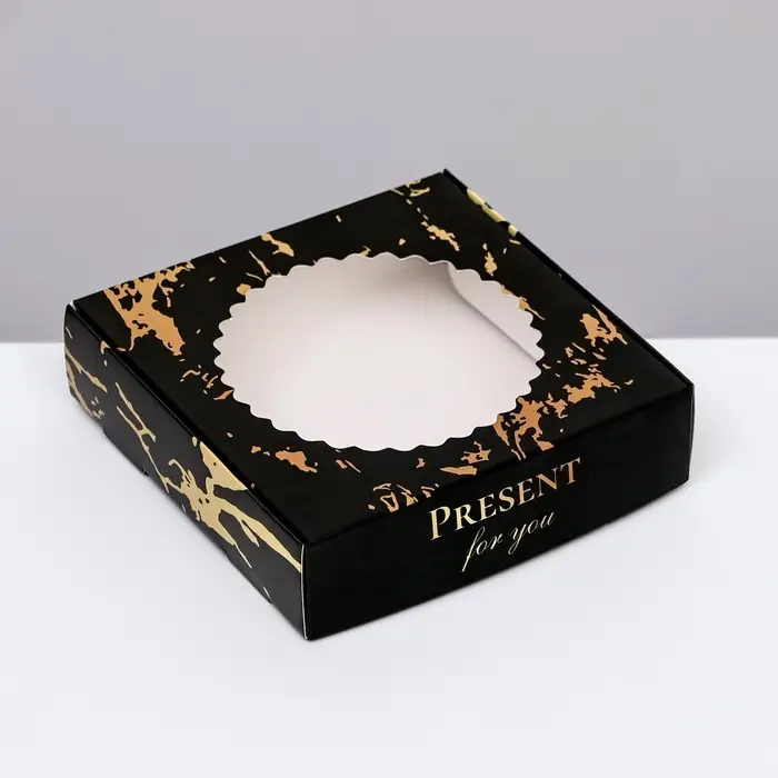 Коробка сборная с окном, &laquo;Презент&raquo;, 11.5&times;11.5&times;3 см