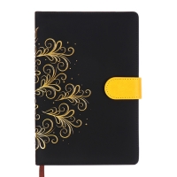 Ежедневник недатированный, обложка ПВХ, формат А5, 140 л, клетка, с хлястиком, Черный Ежедневник недатированный, обложка ПВХ, формат А5, 140 л, клетка, с хлястиком, Черный