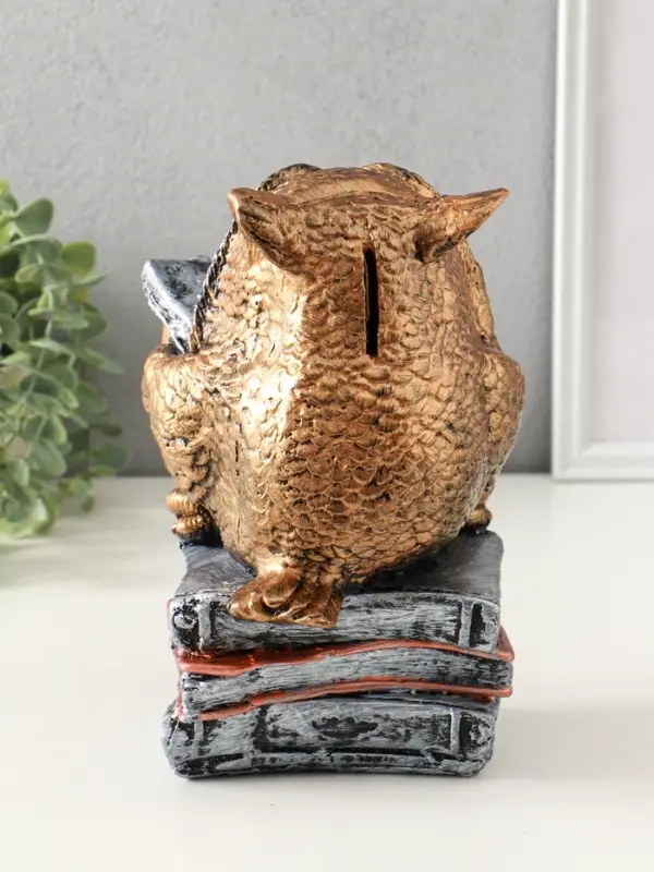 Копилка "Сова с книгой" 25х18 см, бронза с серебром