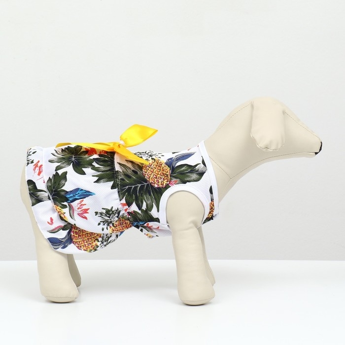 Платье для животных Тропики, S (ДС 25, ОГ 35 см), белое