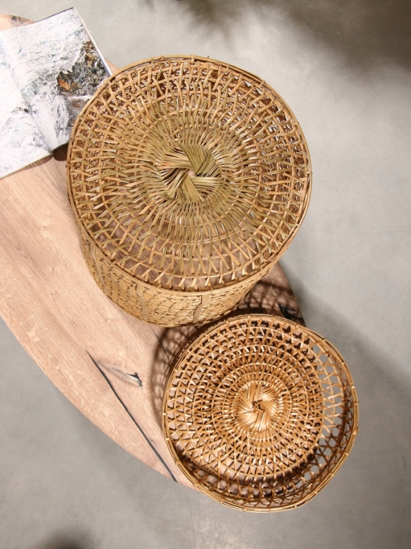 Корзина плетёная "Баскет" бамбук 40х40х60 см, светлая