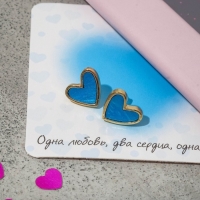 Серьги с эмалью &laquo;Сердце&raquo; мультик, цвет синий в золоте