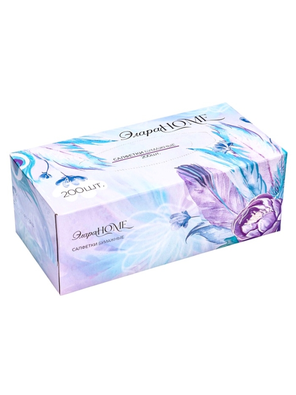 Салфетки бумажные в коробке Элара HOME "Цветочный танец", 200 шт.
