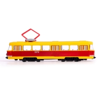 Машина металлическая &laquo;Трамвай&raquo;, световые и звуковые эффекты, открываются двери, инерционная, 18 см