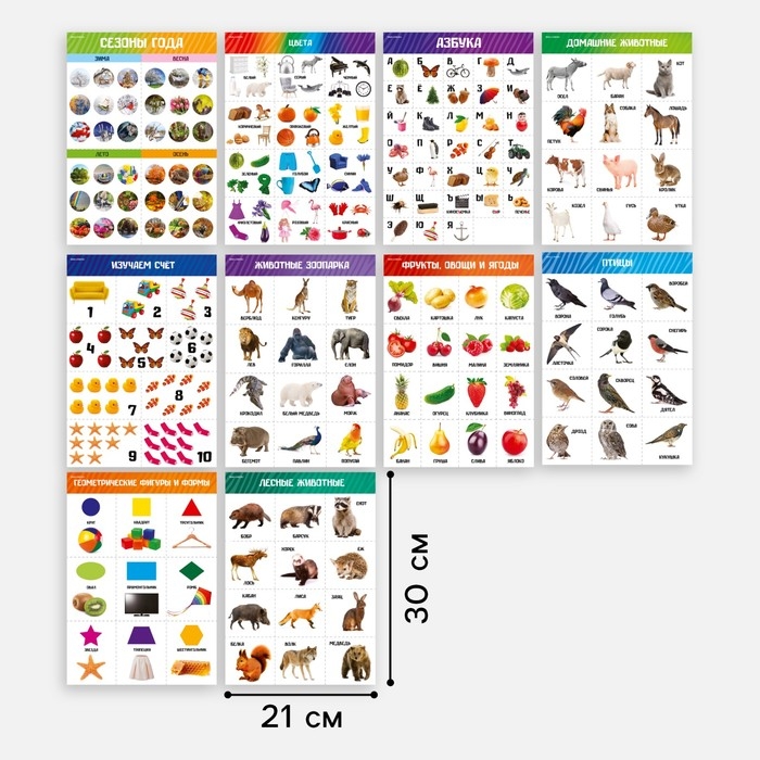 Набор обучающих плакатов &laquo;Изучаем мир&raquo;, 10 в 1, А4