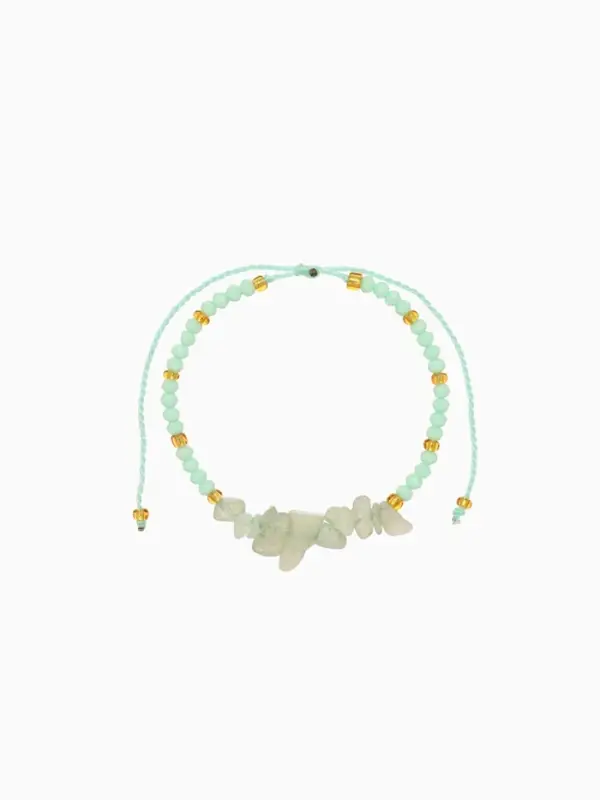 Браслет, длина 16 см, цв. голубой, золотой