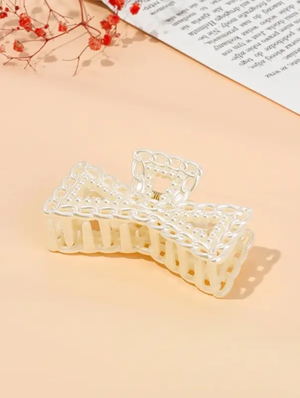 Краб для волос "Синтия" бант галант, 9 см, белый