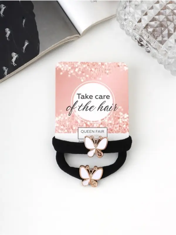 Резинки для волос &laquo;Грейс&raquo;, набор 2 шт., бабочка, 3.5 см, чёрные